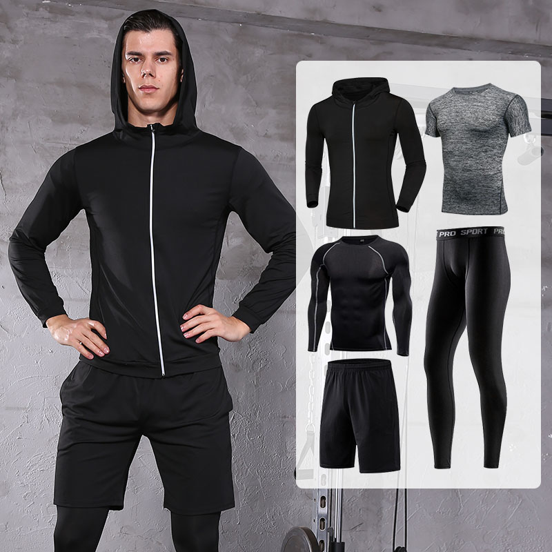 FDMM021-5 Pcs Men's Workout Clothes Set Fitness Suit Sportswear
